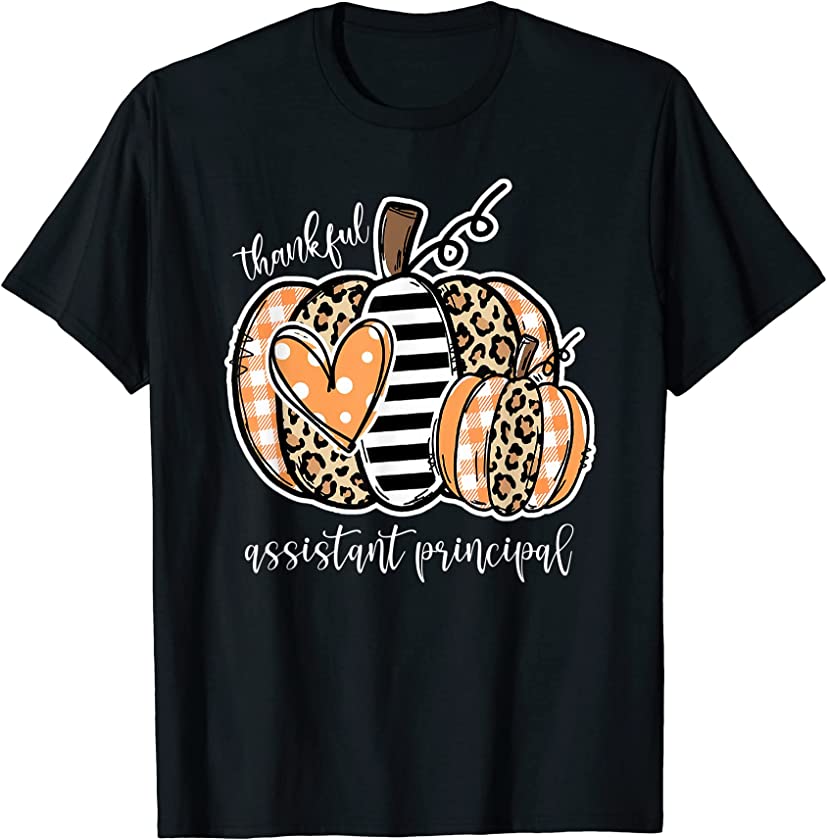 Thankful Assistant Principal Leopard Pumpkin Thanksgiving T-Shirt