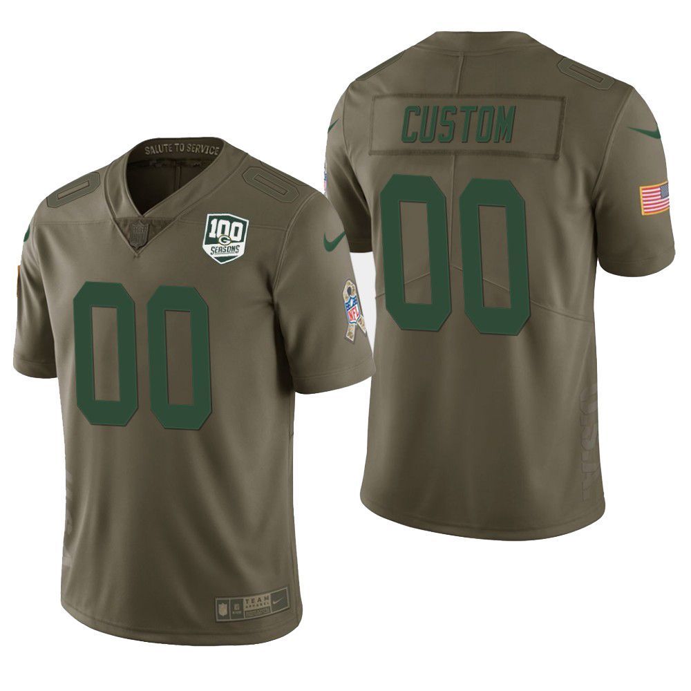 Green Bay Packers Custom Salute To Service Limited Olive Mens Jersey