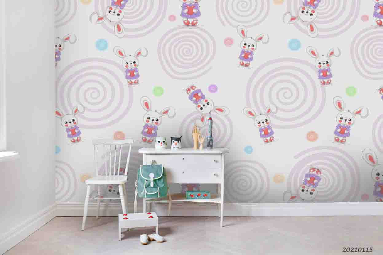 3D Cartoon Animal Rabbit Wall Mural Wallpaper Lqh 81