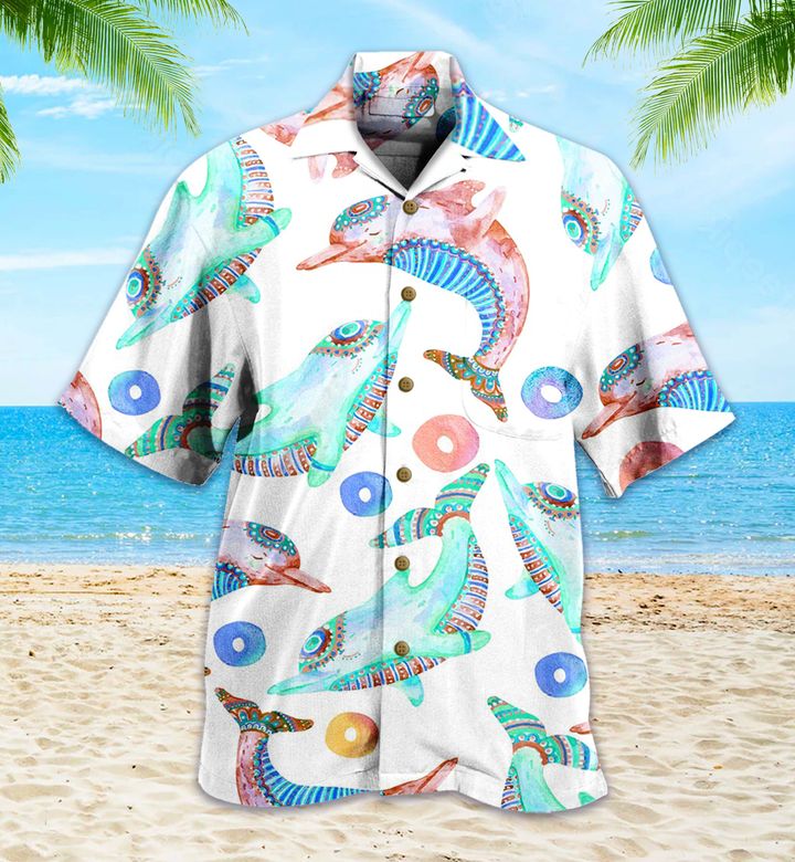 Dolphin Green Hawaiian Shirt 3D