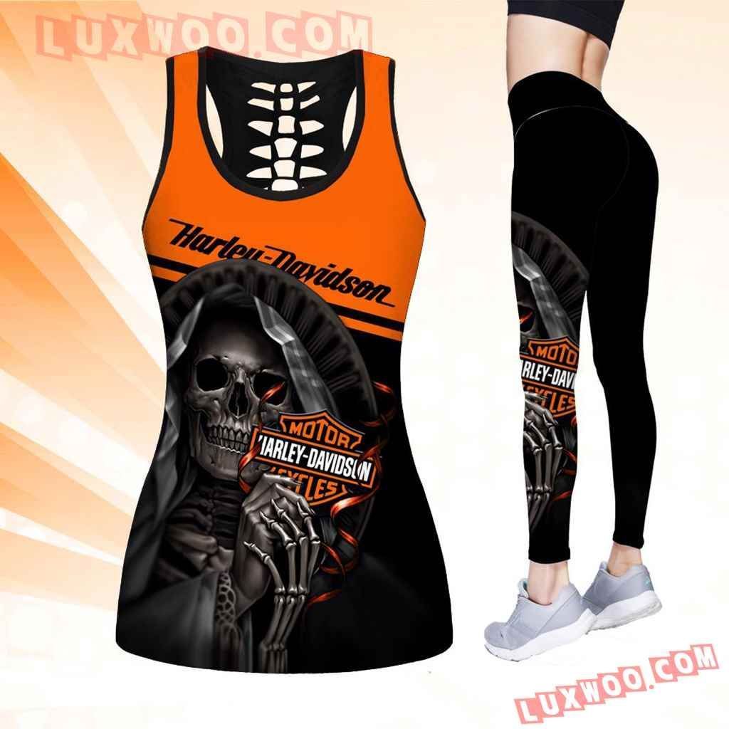 Combo Harley Davidson Hollow Tanktop Legging Set Outfit K1523