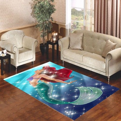 Ariel Little Mermaid Galaxy Living Room Carpet Rugs