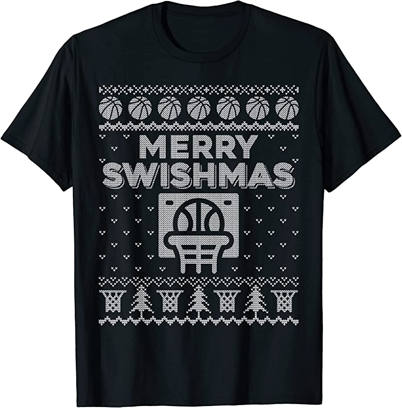 Basketball Fans Funny Ugly Christmas Merry Swishmas T-Shirt