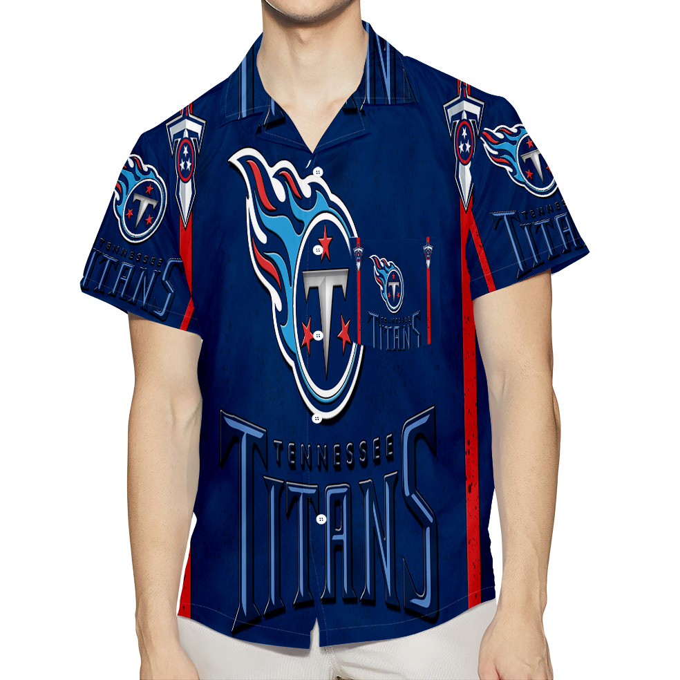 Tennessee Titans Emblem V5 3D All Over Print Summer Beach Hawaiian Shirt With Pocket