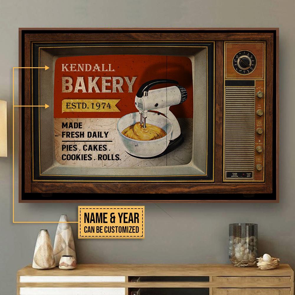 Aeticon Gifts Personalized Baking Television Made Fresh Daily Canvas Mom Dad Gift Home Decor