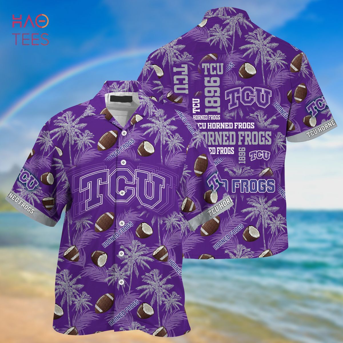 NCAA Tcu Horned Frogs Tropical Coconut Pattern Trendy Hawaiian Shirt Aloha Shirt