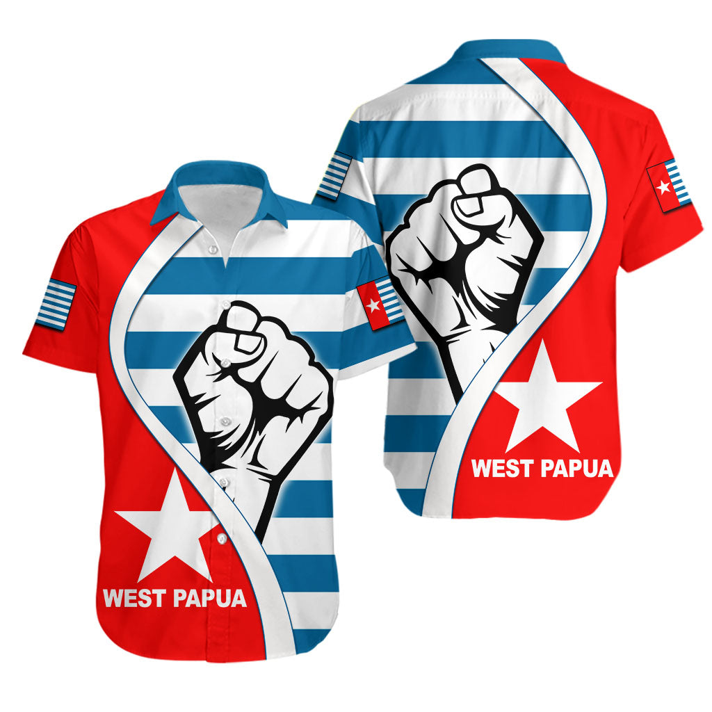 West Papua Hawaiian Shirt Clenched Hands Flag Lt6