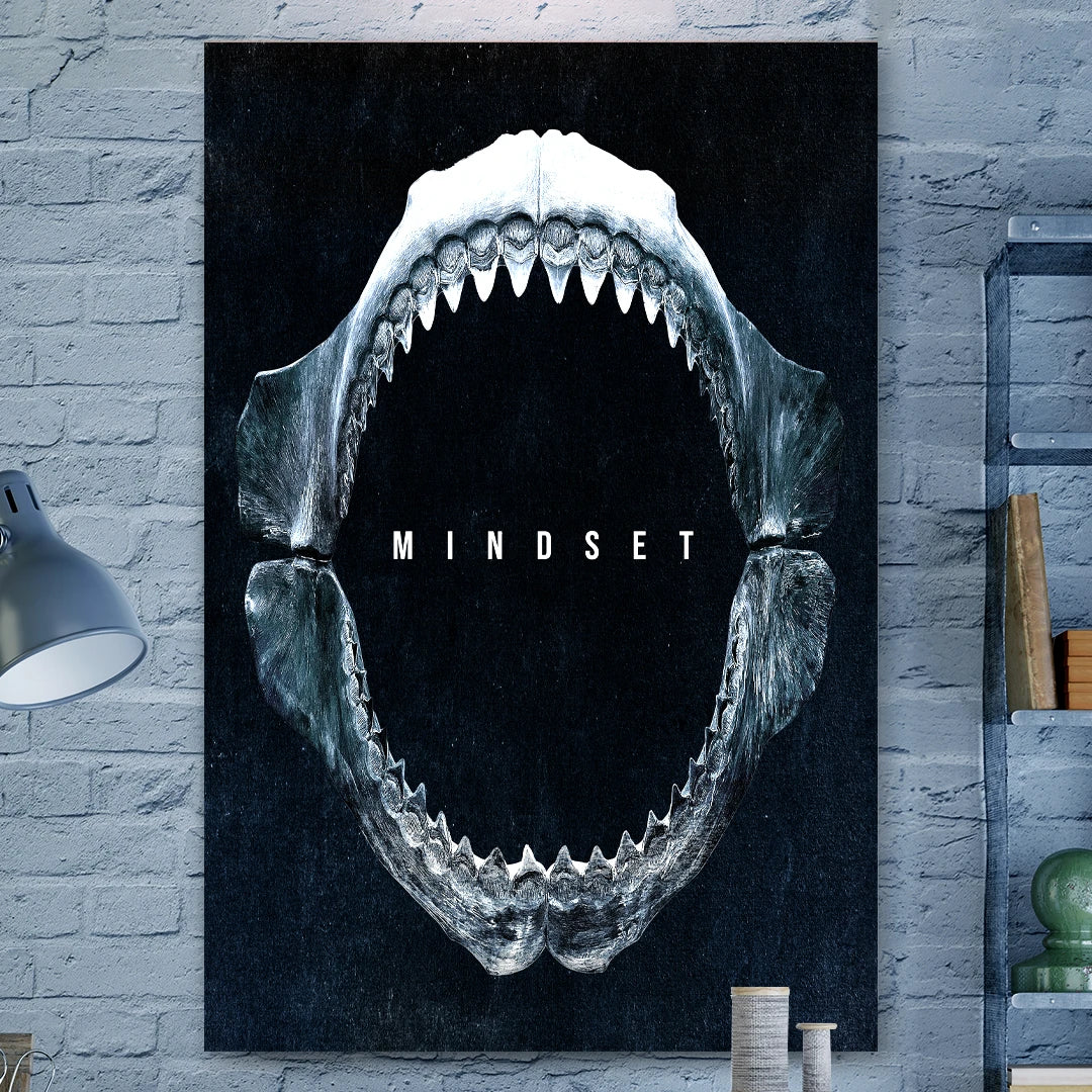 Shark Mindset Is Everything Motivational Canvas Prints Poster Wall Art Decor