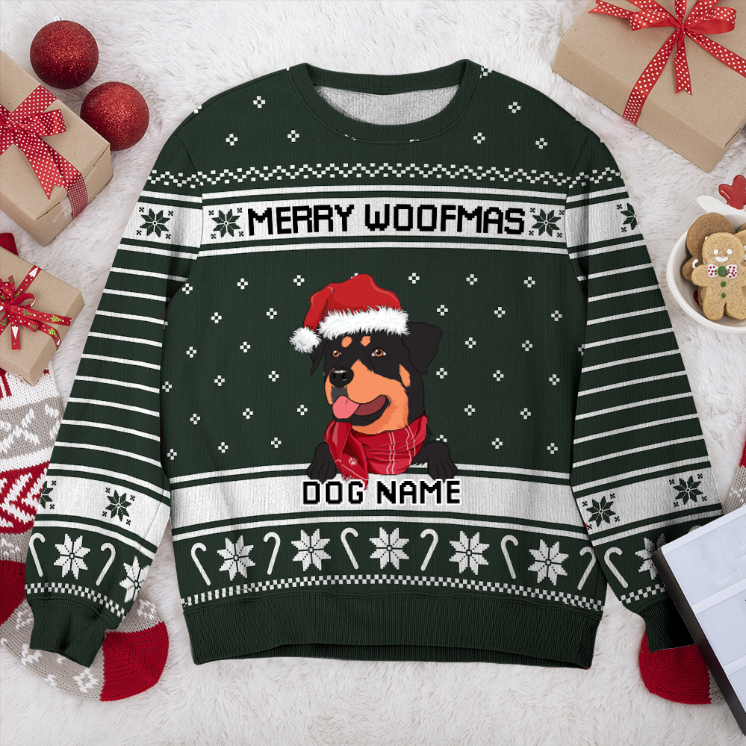 Beauceron Merry Woofmas Personalized Sweater, Dog Ugly Christmas Sweater