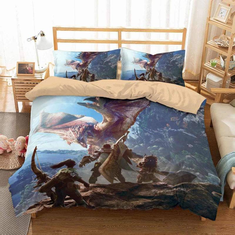 3D Customize Monster Hunter World Bedding Set Duvet Cover Set Bedroom Set Bedlinen 4