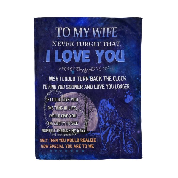 Biker Wife Never Forget That I Love You Motorbike Couple Blanket