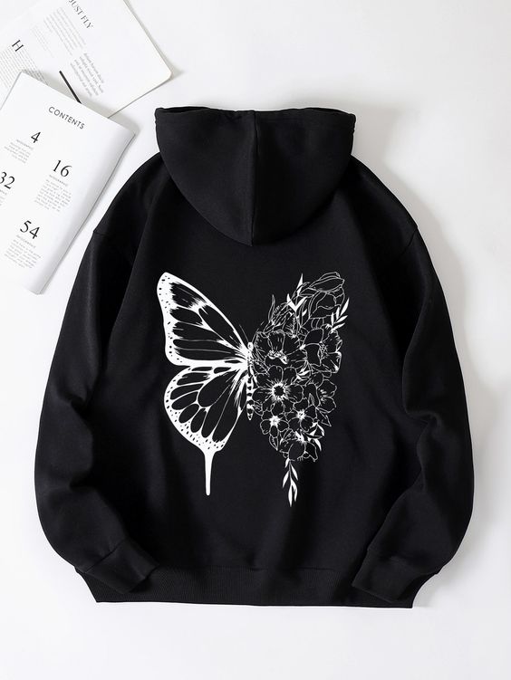 Butterfly & Floral Print Noo1 Hoodie