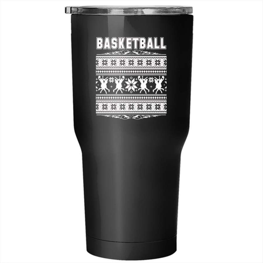 Basketball Tumbler 30 oz Stainless Steel, Ugly Christmas Travel Mug