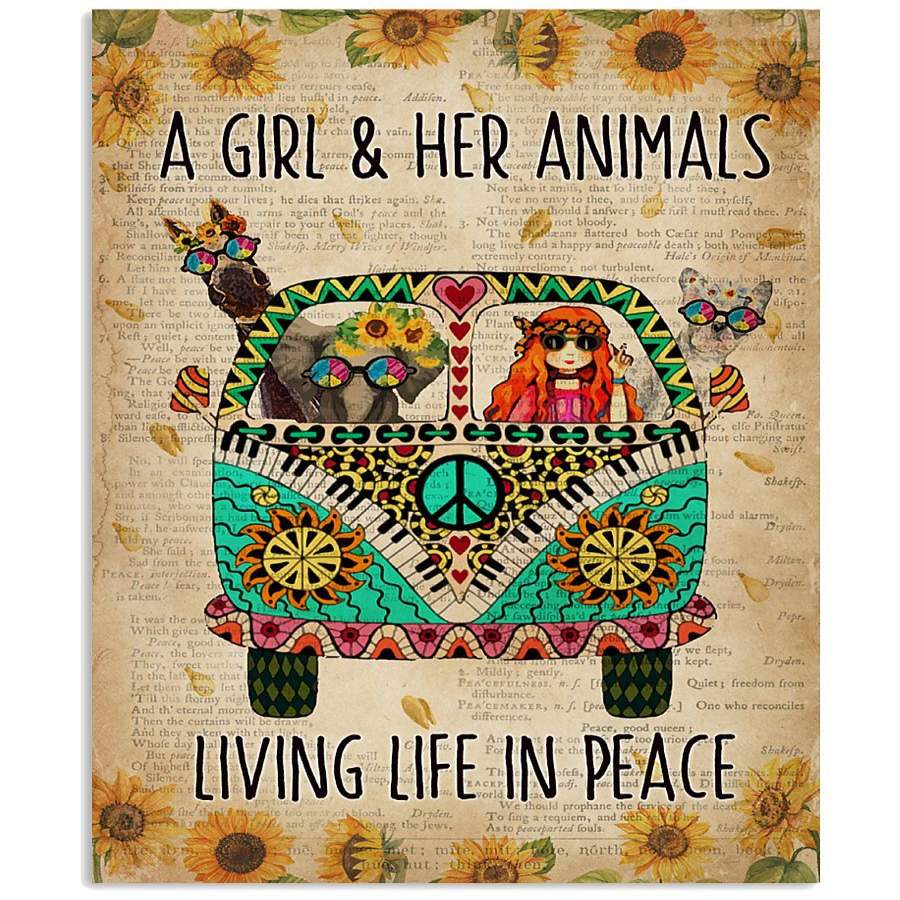 A Girl And Her Animals Living Life In Peace Giving Animal Lovers Vertical Poster