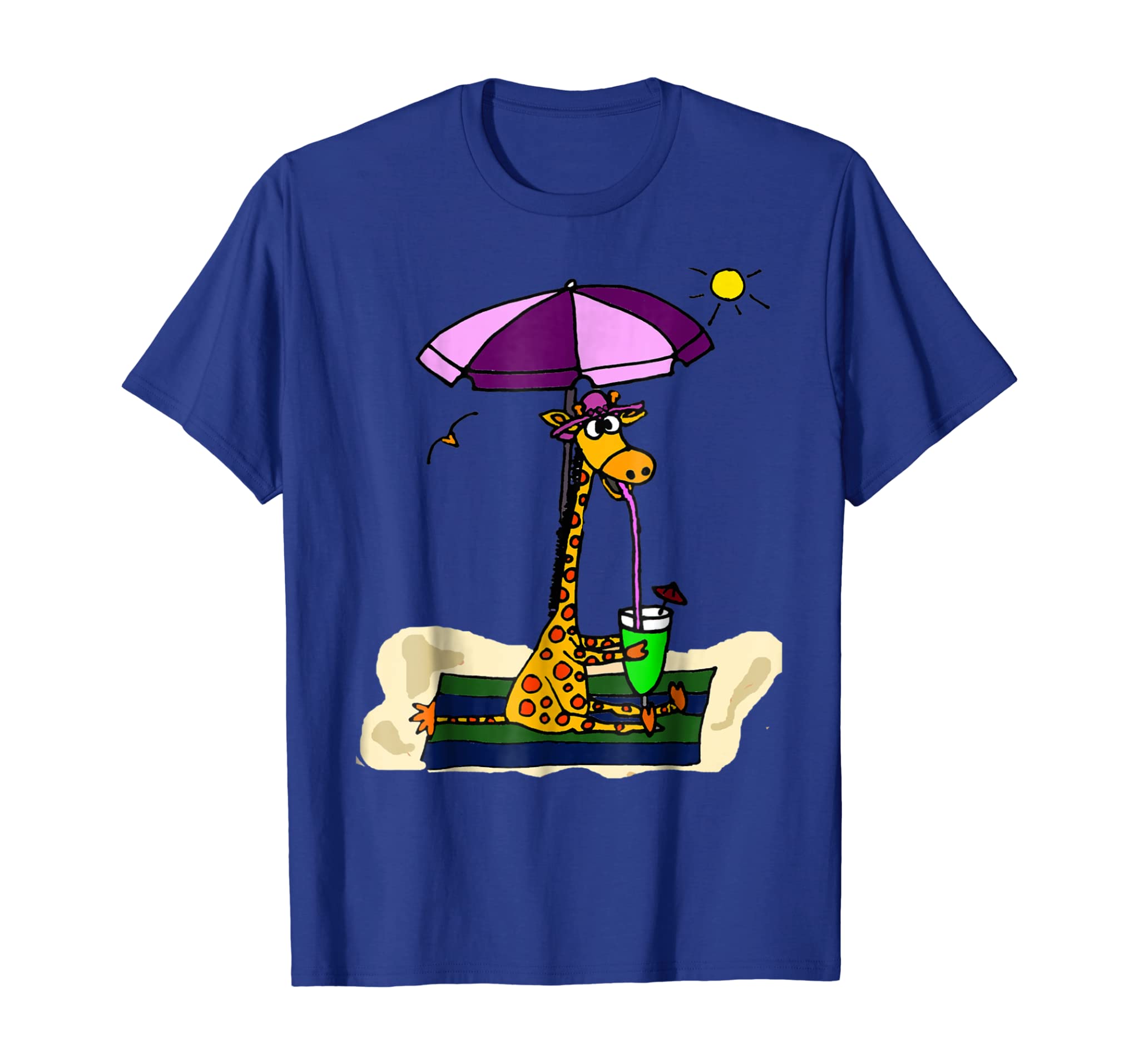 Smiletodaytees Funny Giraffe at the Beach T-shirt