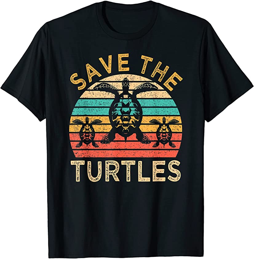 Save The Turtles Animal Rights Retro Style Sea Turtle T-Shirt