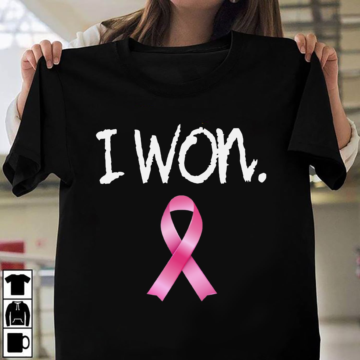 I Won Breast Cancer Awareness Pink Ribbon Unisex T-Shirt #L