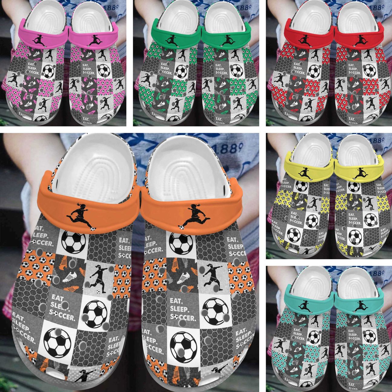 Soccer Personalize Clog, Custom Name, Text, Fashion Style For Women, Men, Kid, Print 3D Patch