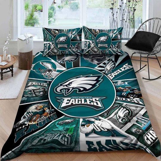 3d Philadelphia Eagles Logo Picture Collage Bedding Set (Duvet Cover & Pillow Cases)