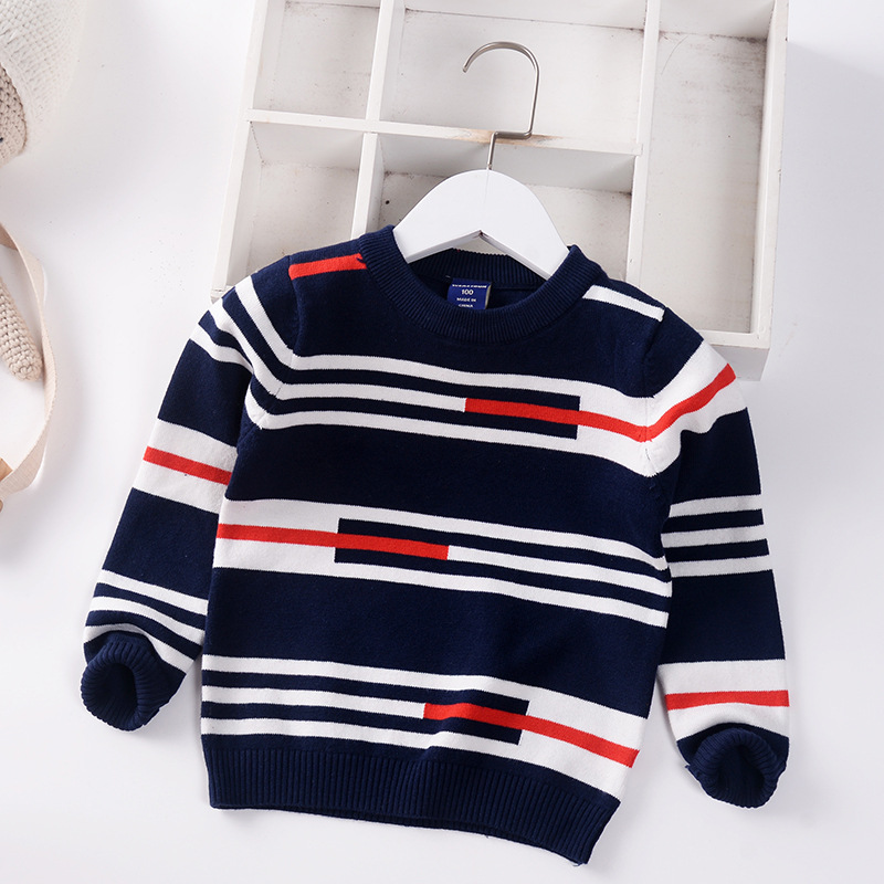 Boys Sweater Children Knitted Pullover Clothes 2022 Autumn New Boy Baby Child Cotton Striped Infant Baby Sweaters Toddler 2-7y alx