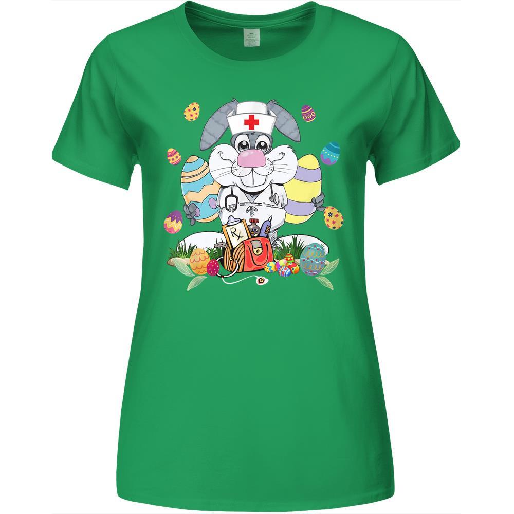 Bunny Nurse Funny Egg Easter Day Doctor Matching Premium Womens Tshirts