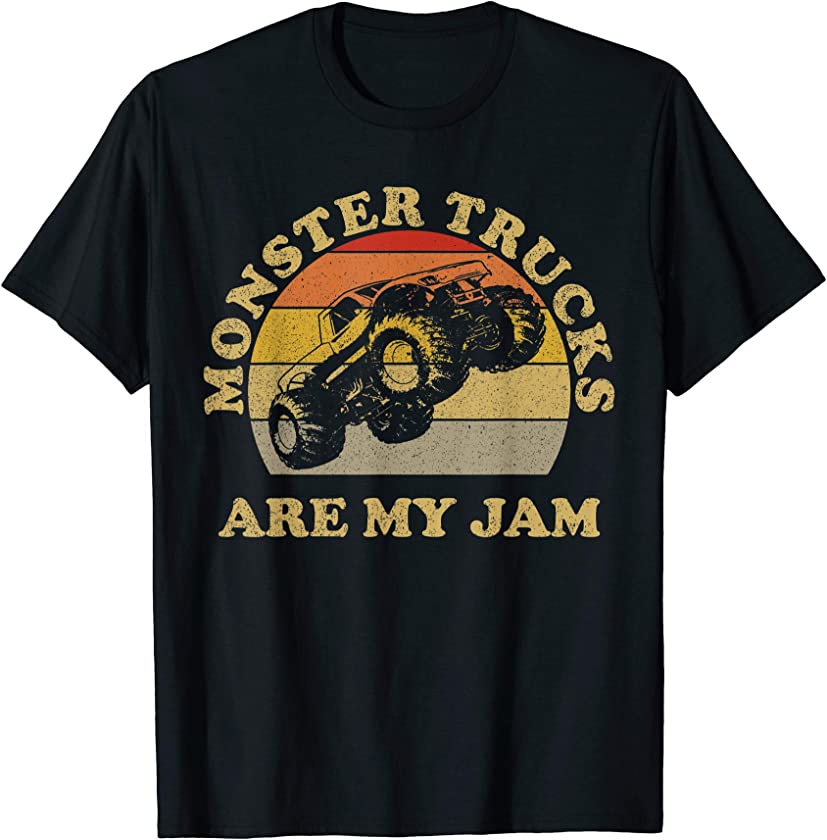 Vintage Monster Trucks Are My Jam Shirt Retro Sunset Design T-Shirt