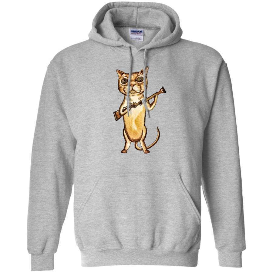 AGR Steampunk Monster Cat with a Rifle Sweatshirt T-Shirt & Hoodie