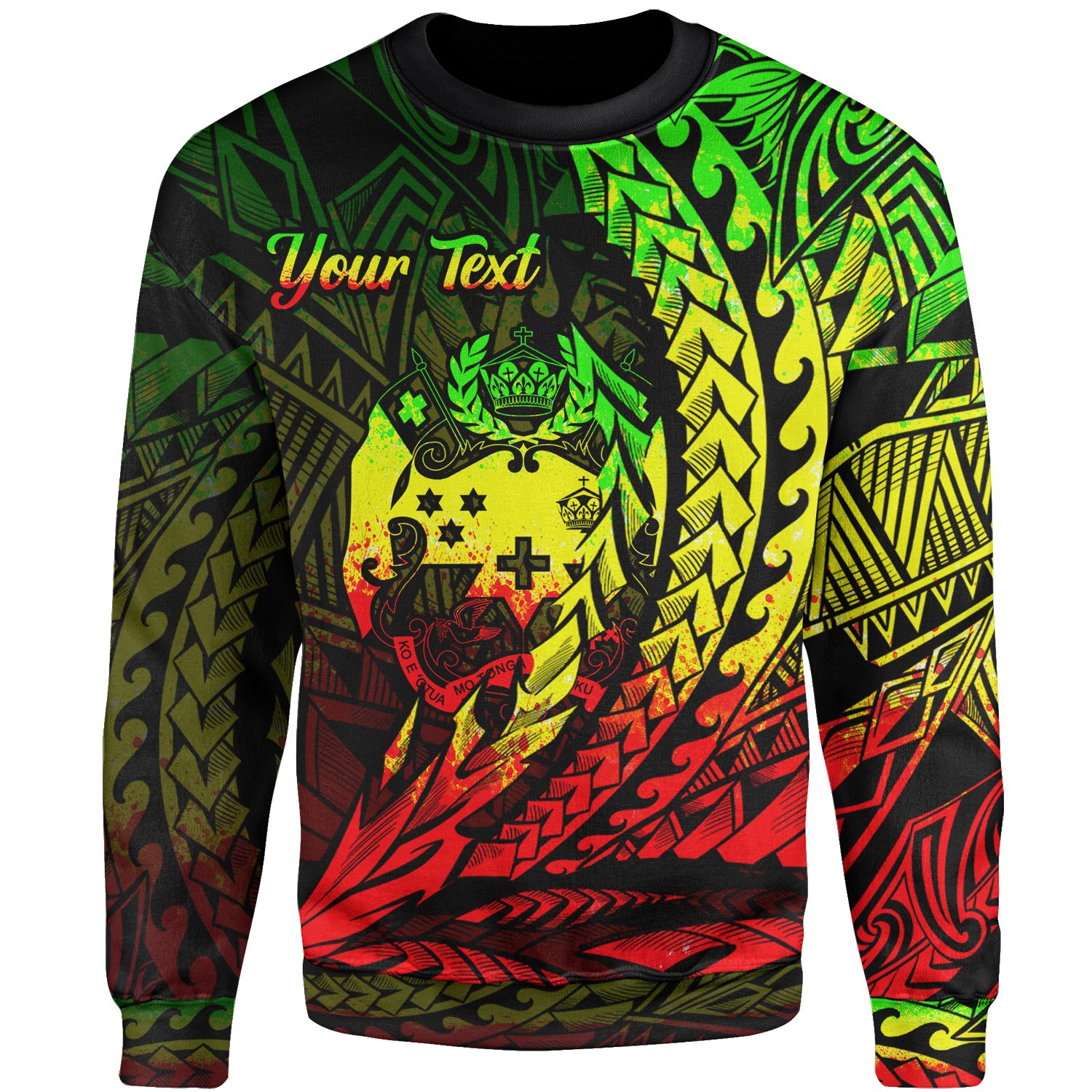 Tonga Custom Personalised Sweatshirt – Wings Style Reggae Color – BN01