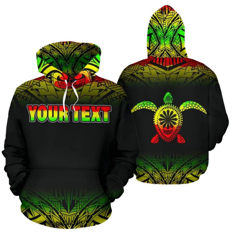 Turtle All Over Custom Personalised Hoodie – Polynesian Reggae Fog Style – BN09