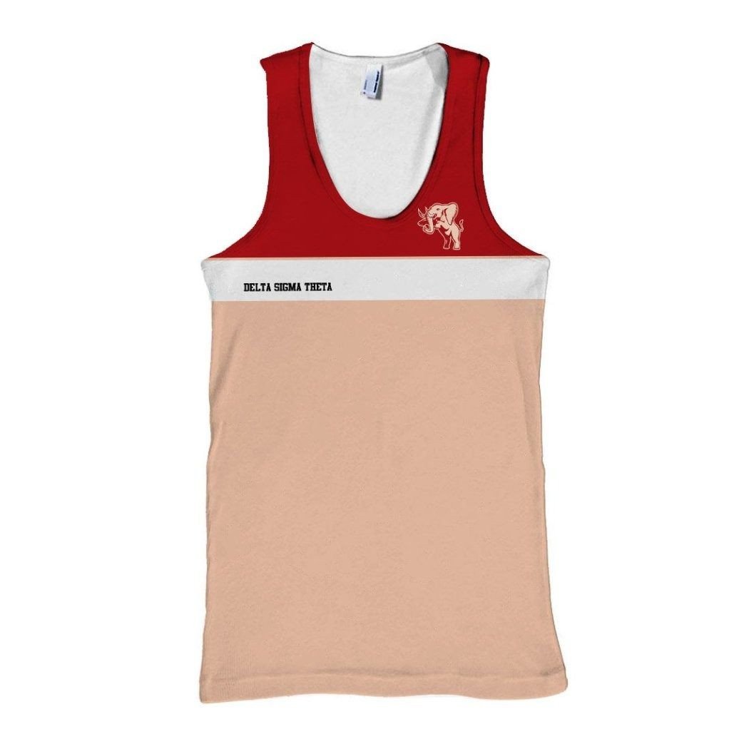 Wonderprint Tank Top Delta Sigma Theta Red White Beige Tank Top