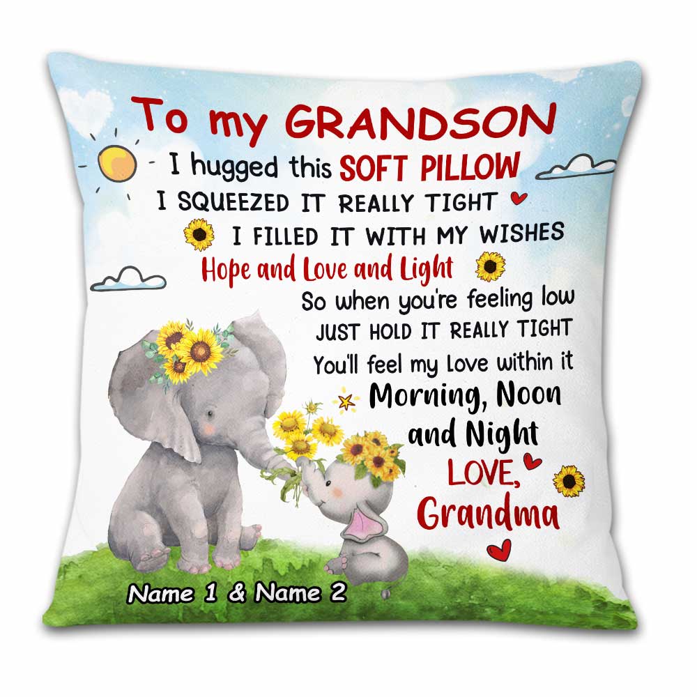 Personalized Elephant Mom Grandma To Daughter Granddaughter Son Grandson Hug This Pillow Db243 95O23