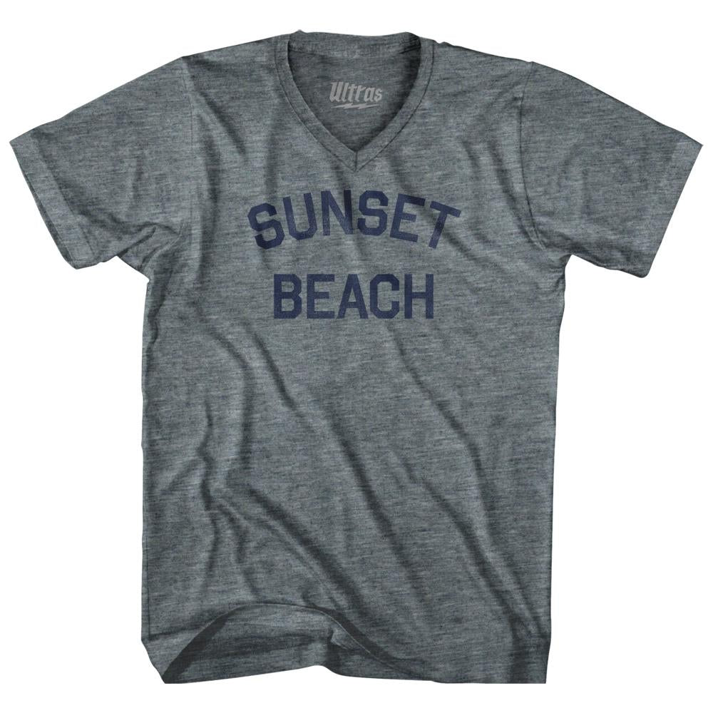 California Sunset Beach Adult Tri-Blend V-neck Vintage T-shirt