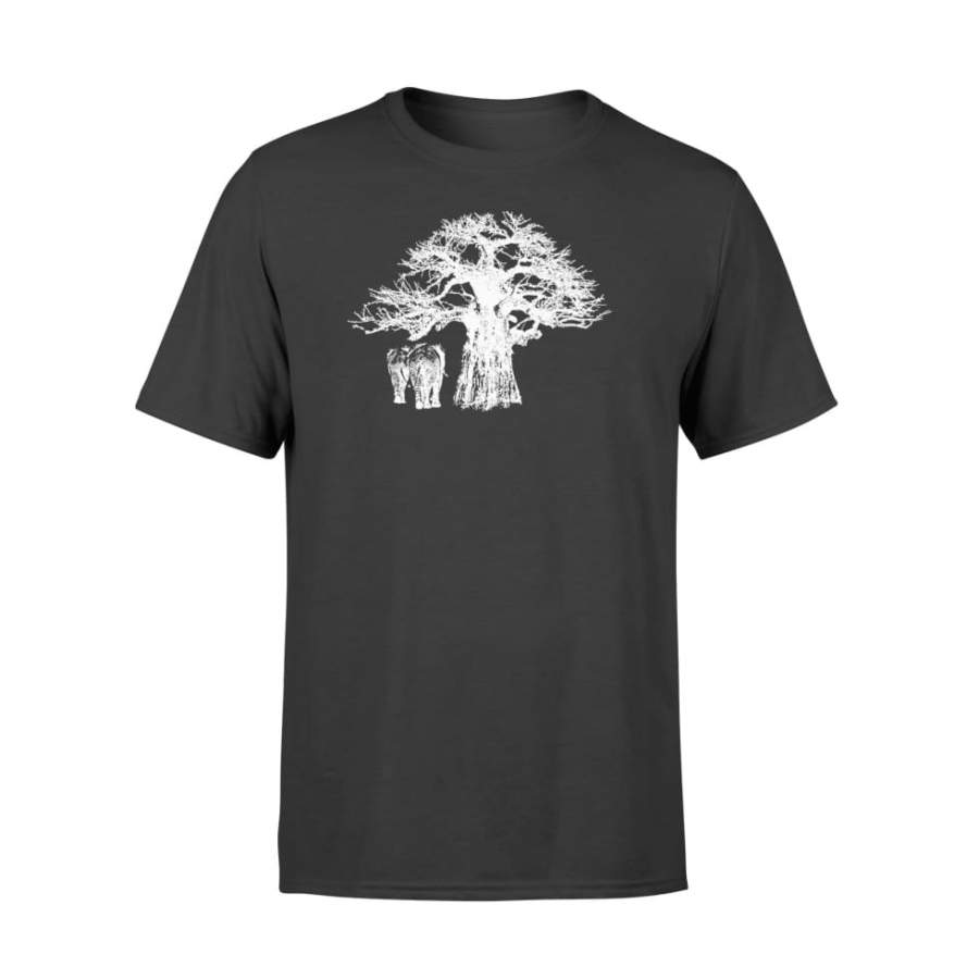 Baobab Tree and Elephants White – Standard T-shirt