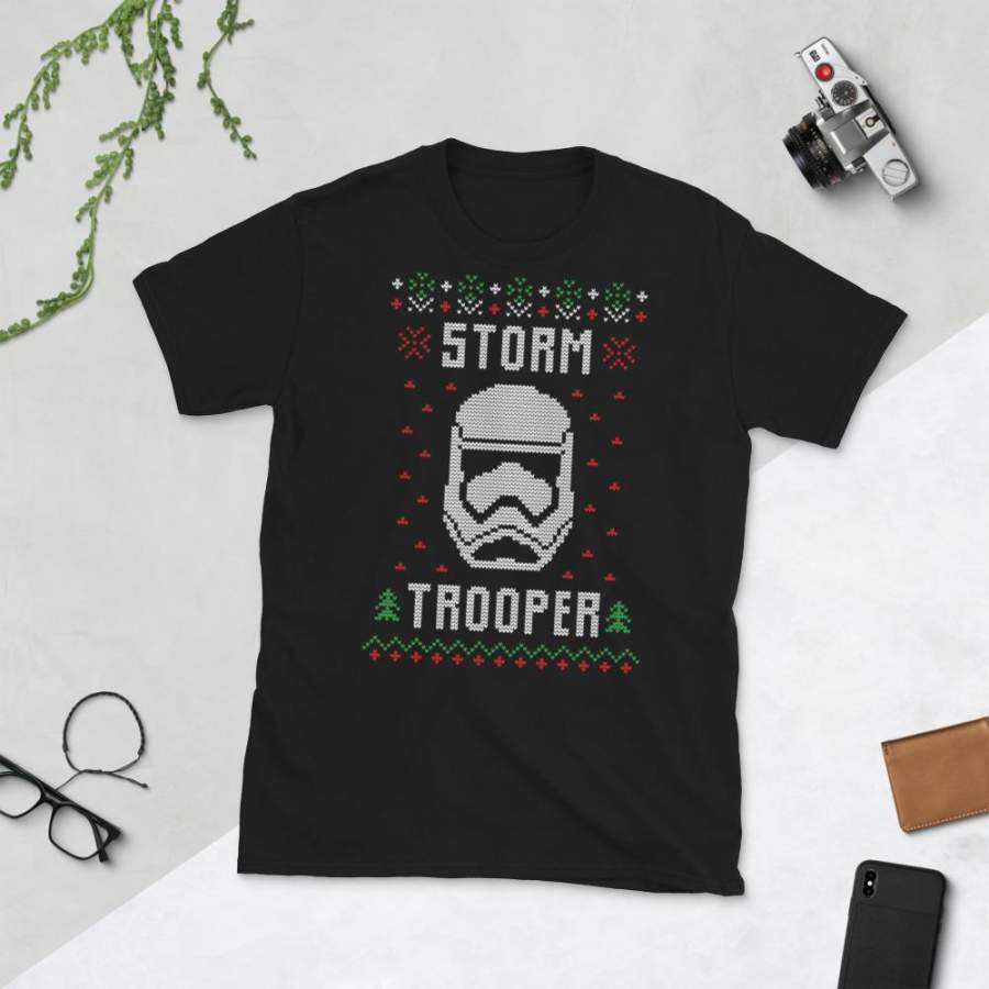 Stormtrooper Helmet Transparent For Christmas Ugly Sweater Design Short-Sleeve Unisex T-Shirt