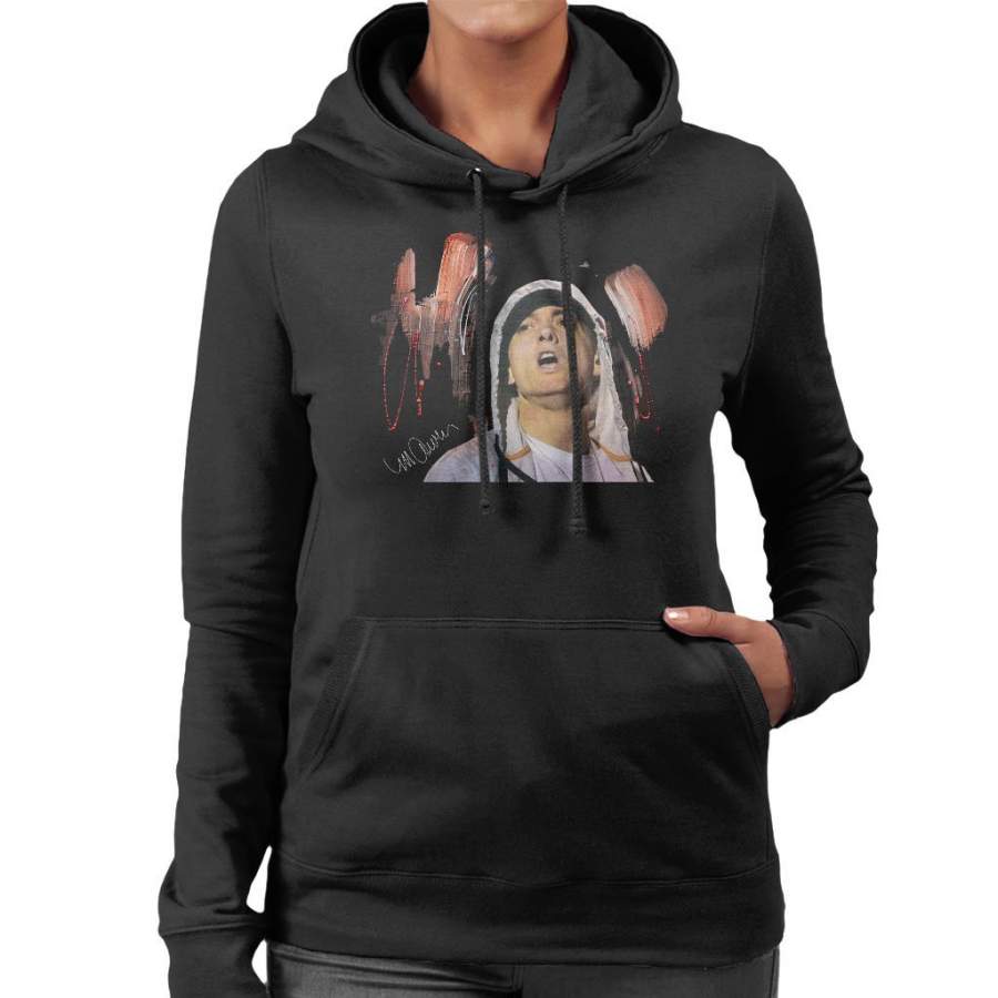 Sidney Maurer Original Portrait Of Eminem Women’s Hooded Sweatshirt