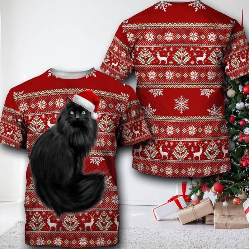 Cat Black Cat Hoodie L Christmas V1