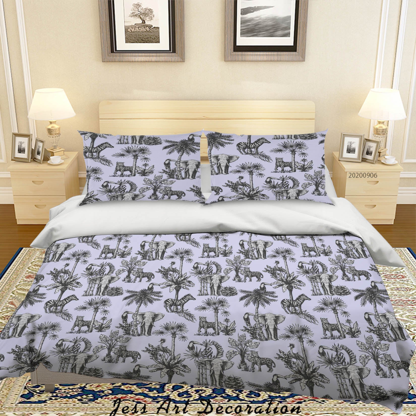 3D Vintage Tropical Leaves Zebra Elephant Pattern Quilt Cover Set Bedding Set Duvet Cover Pillowcases Wj 3661