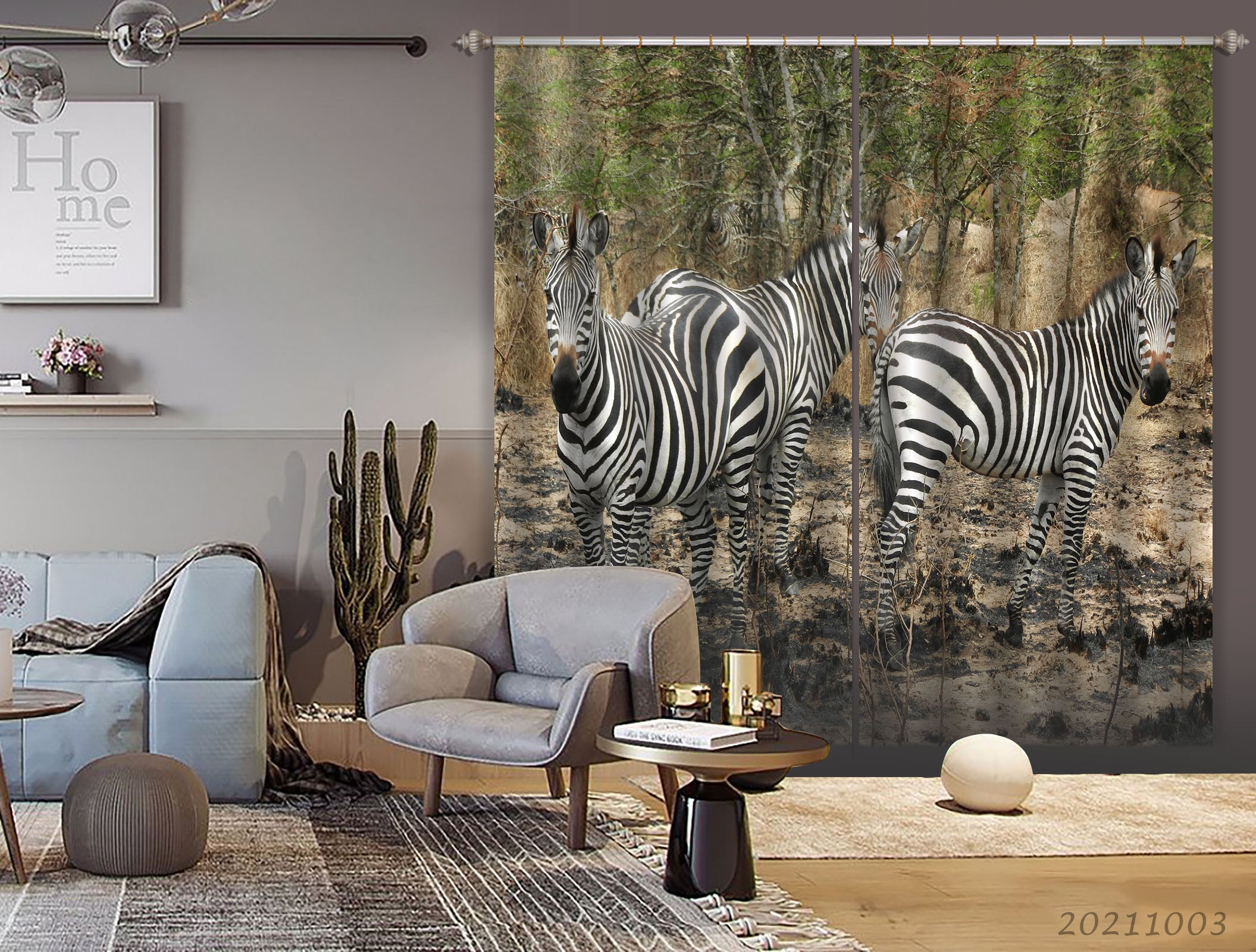 3D Wild Forest Animal Zebra Curtains And Drapes Lqh 47