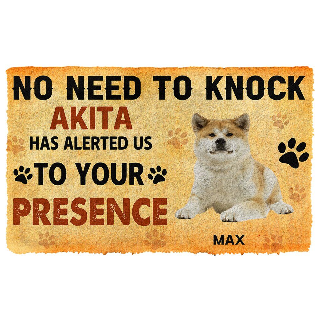 Gearhuman 3D No Need To Knock Akita Dog Custom Name Doormat