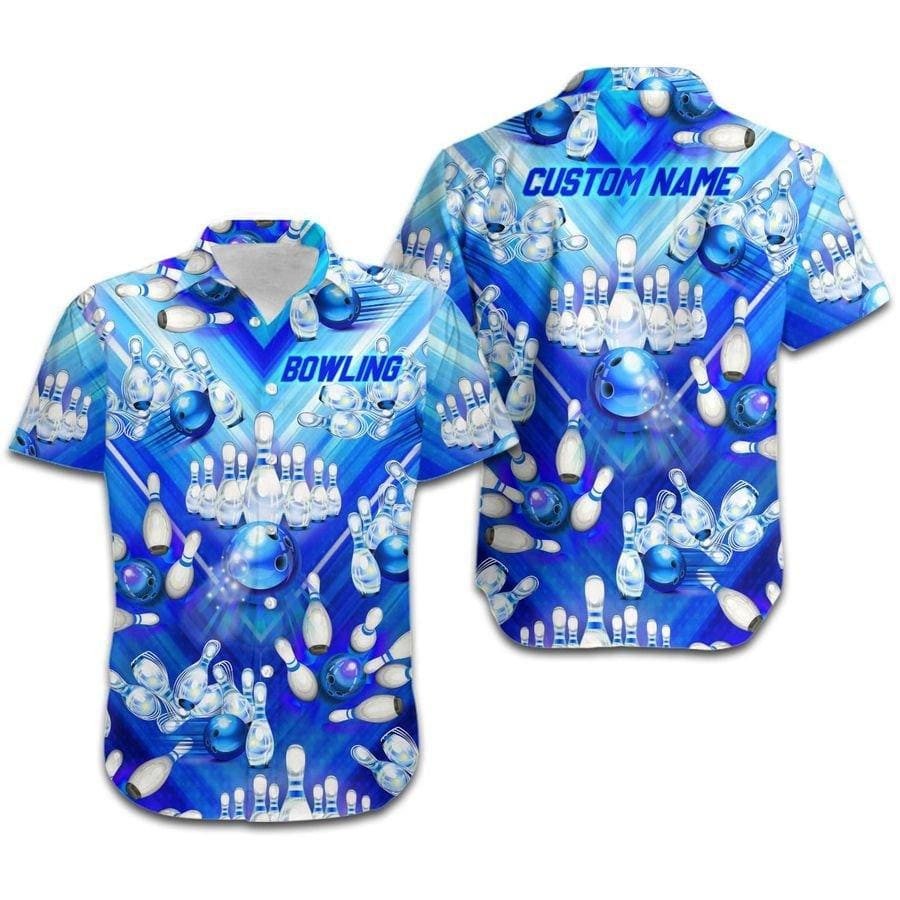 Hawaii Aloha Shirts Blue Bowling Custom Name Ha42160