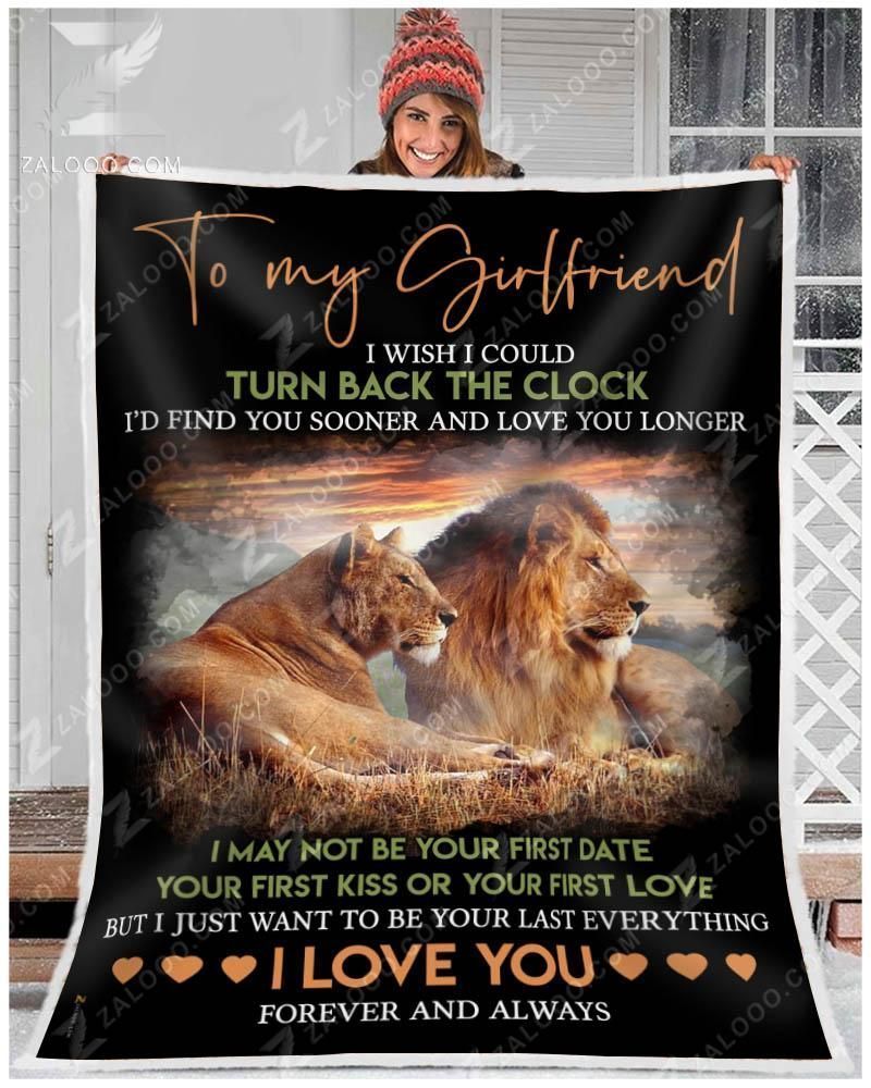 To My Girlfriend Lion Sherpa Fleece Blanket Yk