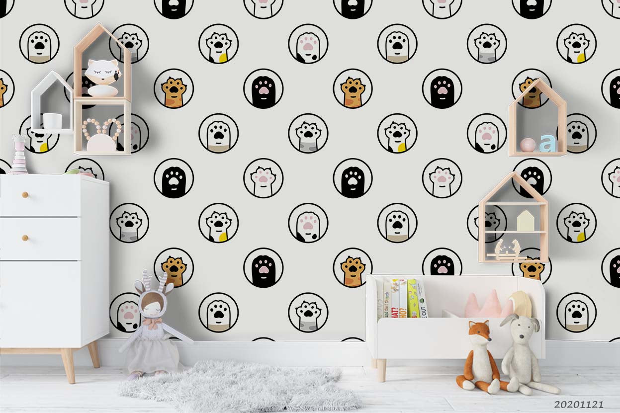 3D Cartoon Animal Cat Paw Wall Mural Wallpaper Lqh 8