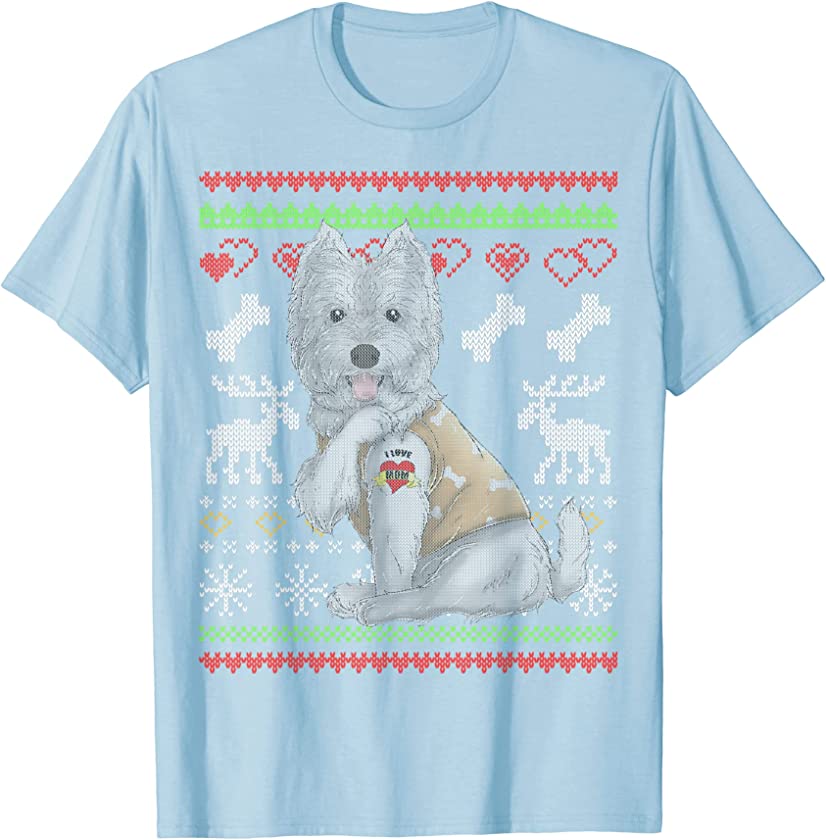 Westie Dog Santa Claus Ugly Christmas Pattern X-Mas T-Shirt