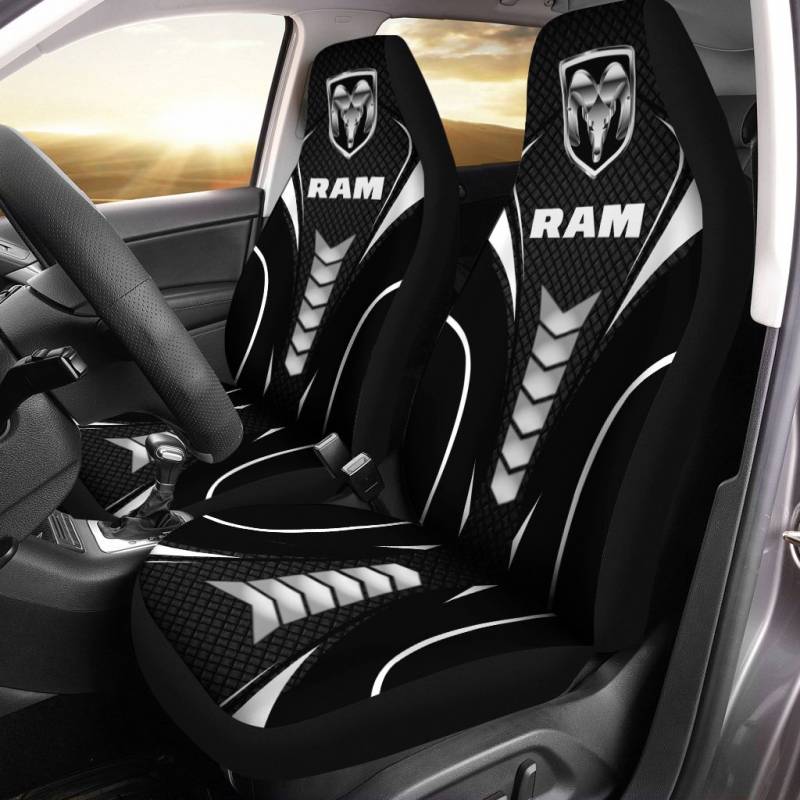 Dodge RAM DVT Car Seat Cover (Set of 2) Ver 1 (Black)