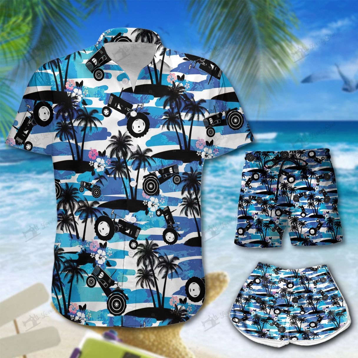 Tractors Palm Tree Hawaiian Shirt Shorts Ha57274