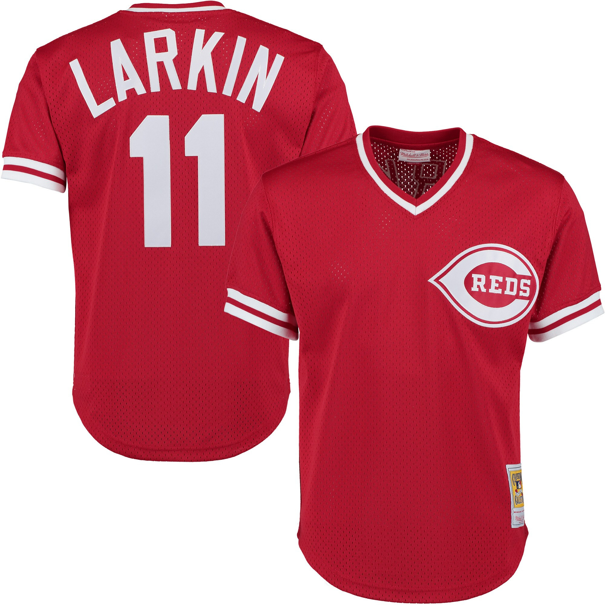 Barry Larkin Cincinnati Reds Mitchell And Ness Fashion Cooperstown Collection Mesh Batting Practice Jersey Red MLB