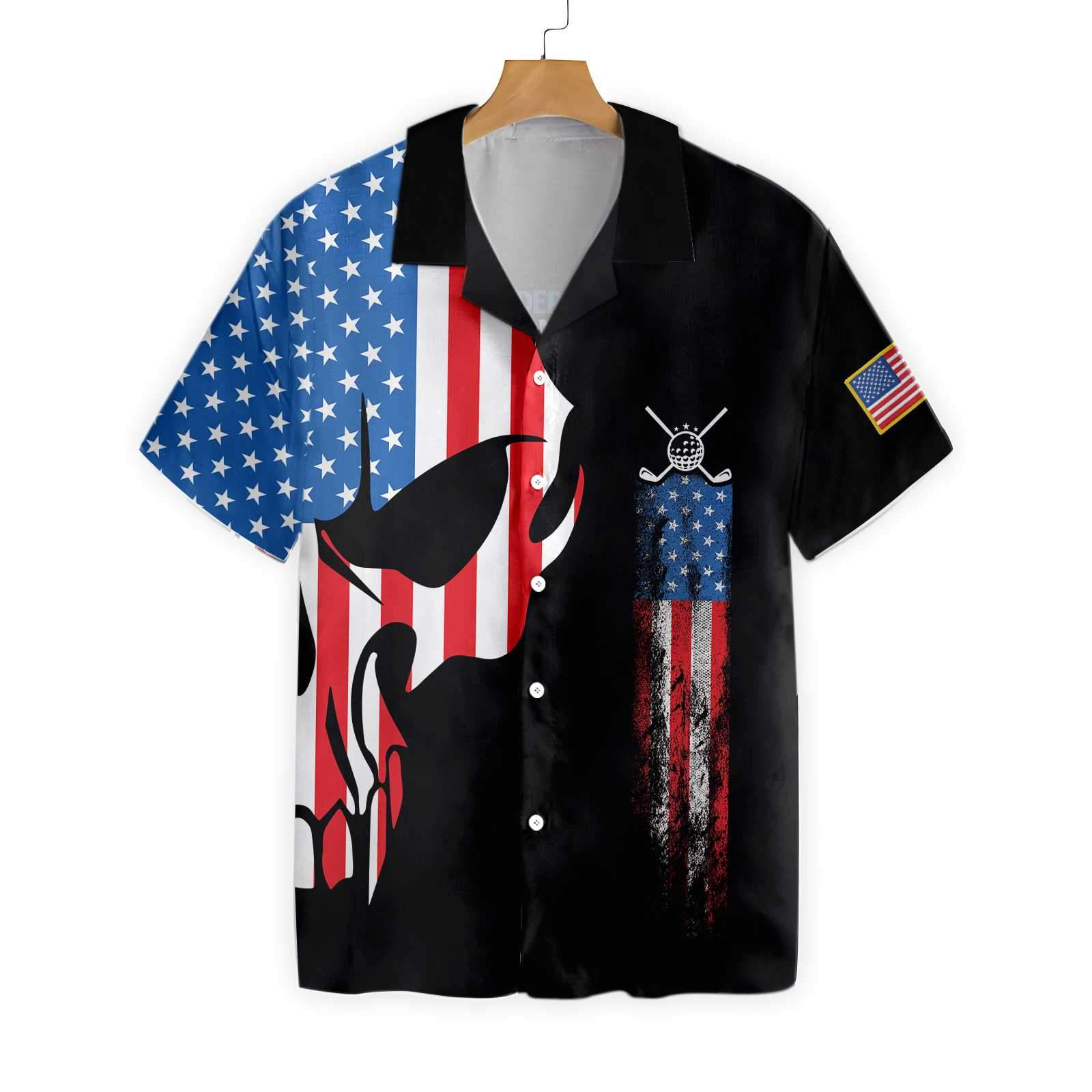 Skull Golf With American Flag Hawaii Shirt Ha60853