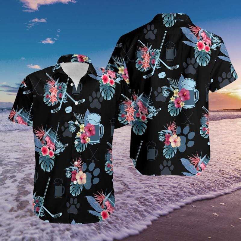 Hockey And Beer For Life Tropical Hawaii Aloha Shirts Ha61518