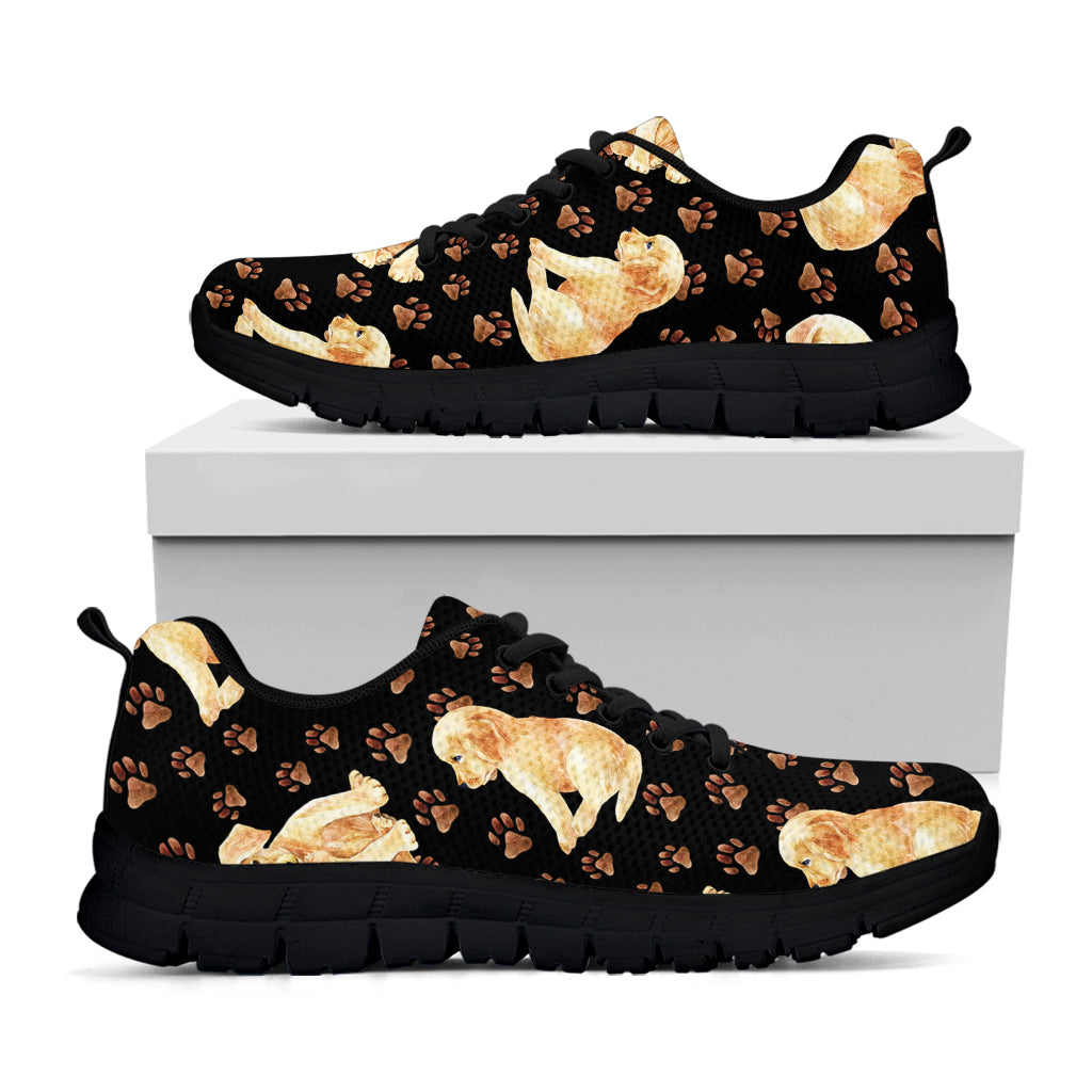 Labrador Retriever Puppy Pattern Print Black Sneakers