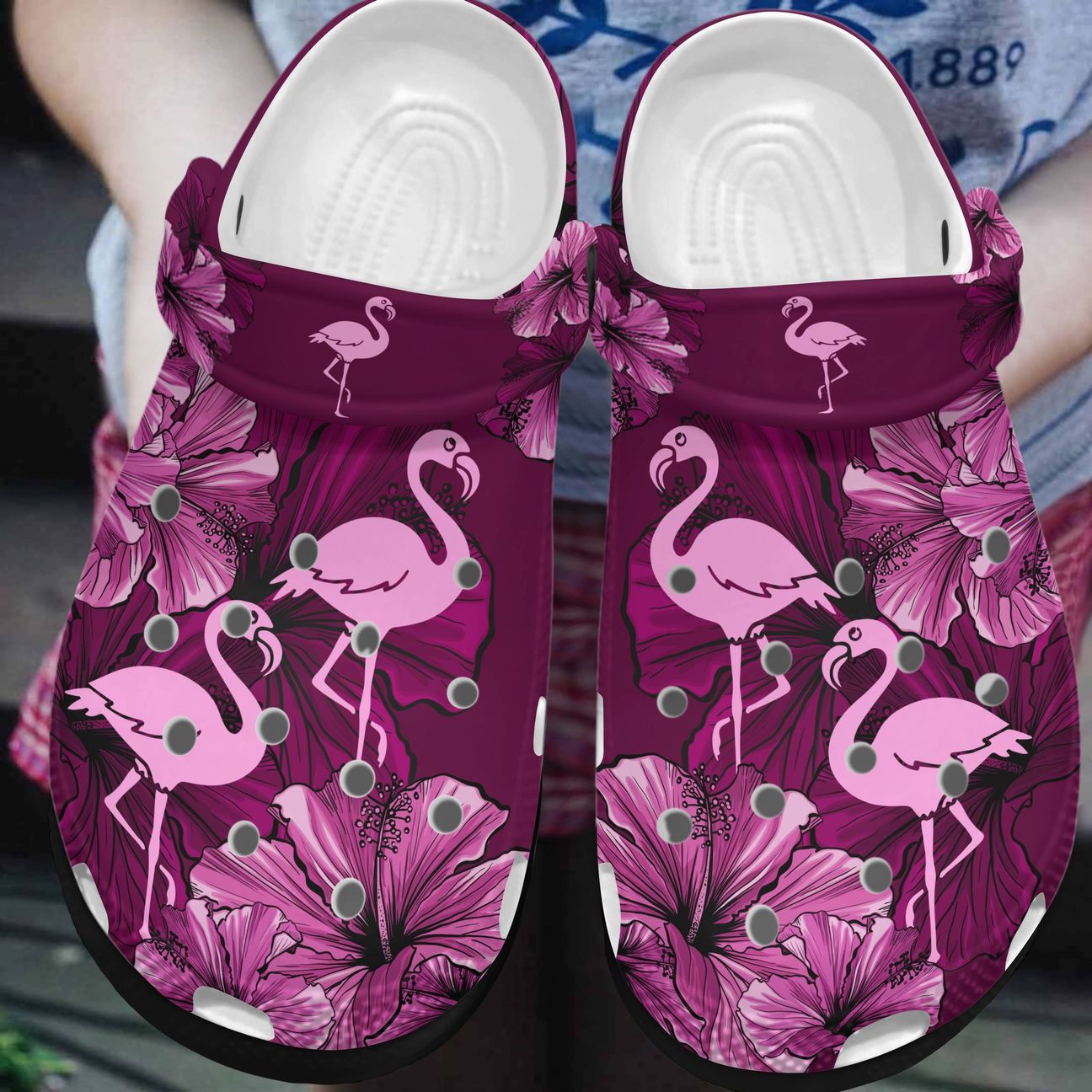 Flamingo Personalized Clog, Custom Name, Text, Color, Number Fashion Style For Women, Men, Kid, Print 3D Flamingo Pink Hibiscus